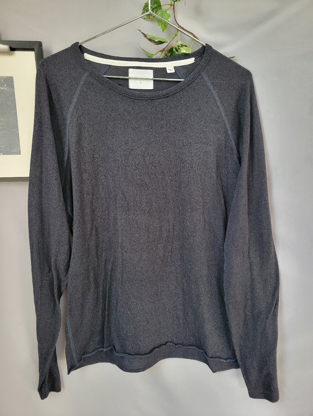 Billy Reid Long Sleeve Rolled Hem Tee Gray L